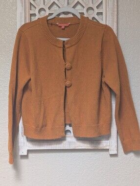 Modcloth womens plus size 1X sweater cardigan burnt orange boho fall teacher